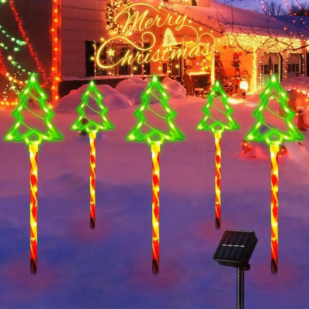 Solar Candy Christmas Tree Ground Installation Decorative Lights Zpaxo Warm White 5 per set