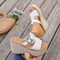 Women Platform Sandals High Heel Peep Toe Sandals Women Lightweight Wedge Shoes Ladies Thick Sole Summer Shoes Zapatos De Mujer Zpaxo WHITE 42