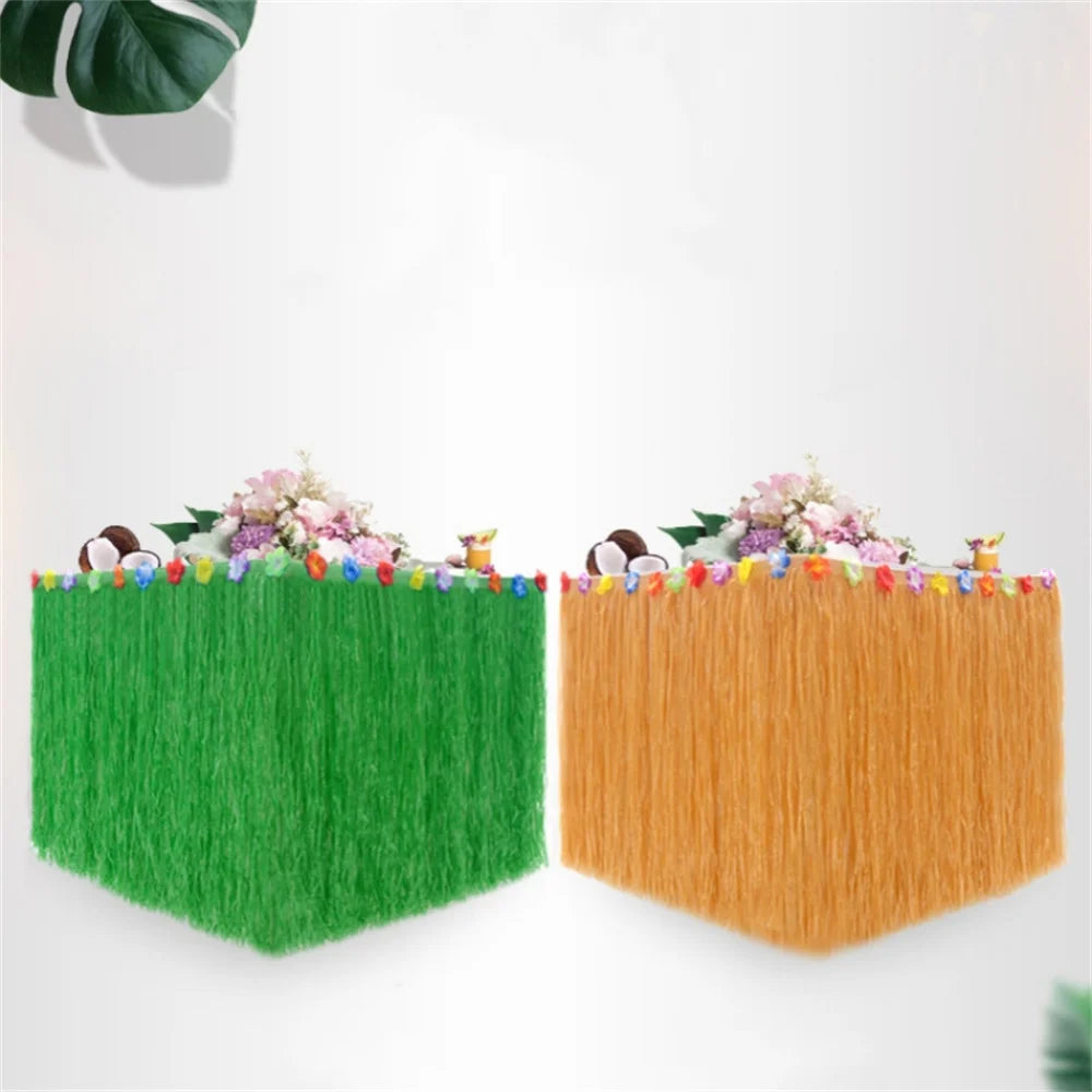 Tropical Luau Grass Table Skirt – Hawaii Tiki Party Decor