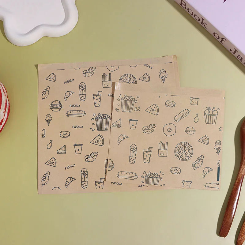 Greaseproof Paper Bag Kraft Food Wrapping Disposable Packaging Baking Zpaxo