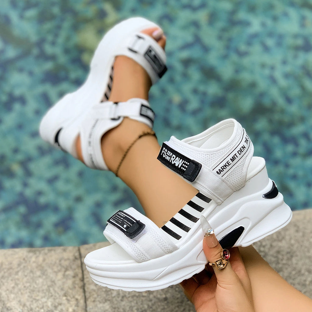 Summer Ladies Sandals Platform Wedge Heels Shoes Casual Heightening Zpaxo