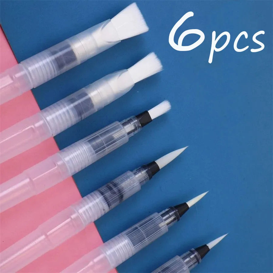Watercolor Brush Set 3–18 | White Nylon & Water Storage | Zpaxo
