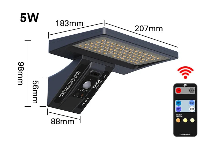 Solar Energy Garden Wall Light 5m Pull-Wire Indoor Split Option Waterproof Outdoor Lamp Sunlight Powered Garden Lighting Zpaxo 5W 3000K-6000K China Mainland