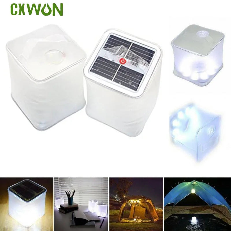 Solar Power Inflatable Camping Lights Outdoor LED Lamp Frosted RGB Zpaxo