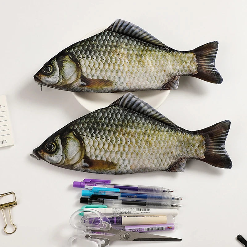Creative Funny Fish Shaped Pen Bag Pens Crucian Carp Pencil Case Funny Student Stationery Supplies Storage Pens Organizer Zpaxo