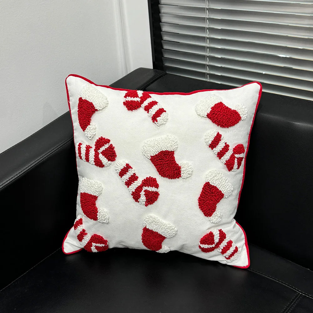 Canvas Tufting Pillow Cover Sofa Decoration Xmas Home Chair Cushion Zpaxo