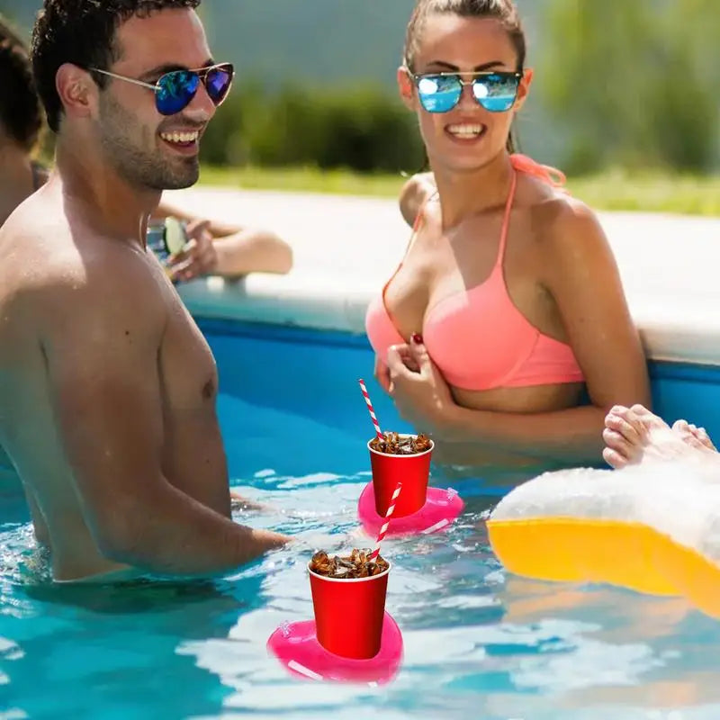 Floating Cup Holder For Pool Heart Shape Inflatable Cup Holder Inflatable Heart Design PVC Poolside Tray For Spa Beach Parties Zpaxo United States
