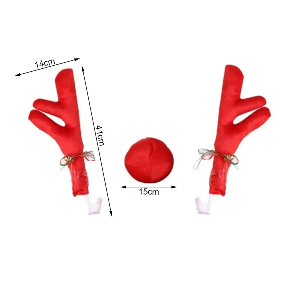 Plush Cartoon Reindeer Antlers Candy Cane Christmas Tree Christmas Car Decoration Red Nose Festive Vehicle Costumes Zpaxo