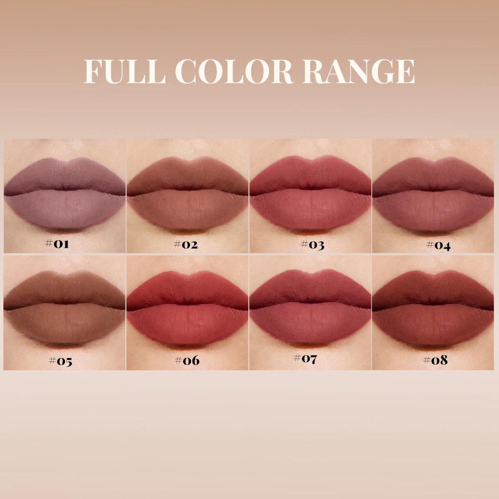 8 Color Nude Brown Matte Liquid Lipstick Velvet Sexy Dark Red Lip Glaze Non-stick Cup Not Easy To Fade Lip Gloss Lipstick Makeup Zpaxo
