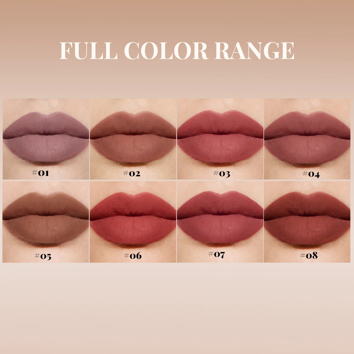 8 Color Nude Brown Matte Liquid Lipstick Velvet Sexy Dark Red Lip Glaze Non-stick Cup Not Easy To Fade Lip Gloss Lipstick Makeup Zpaxo