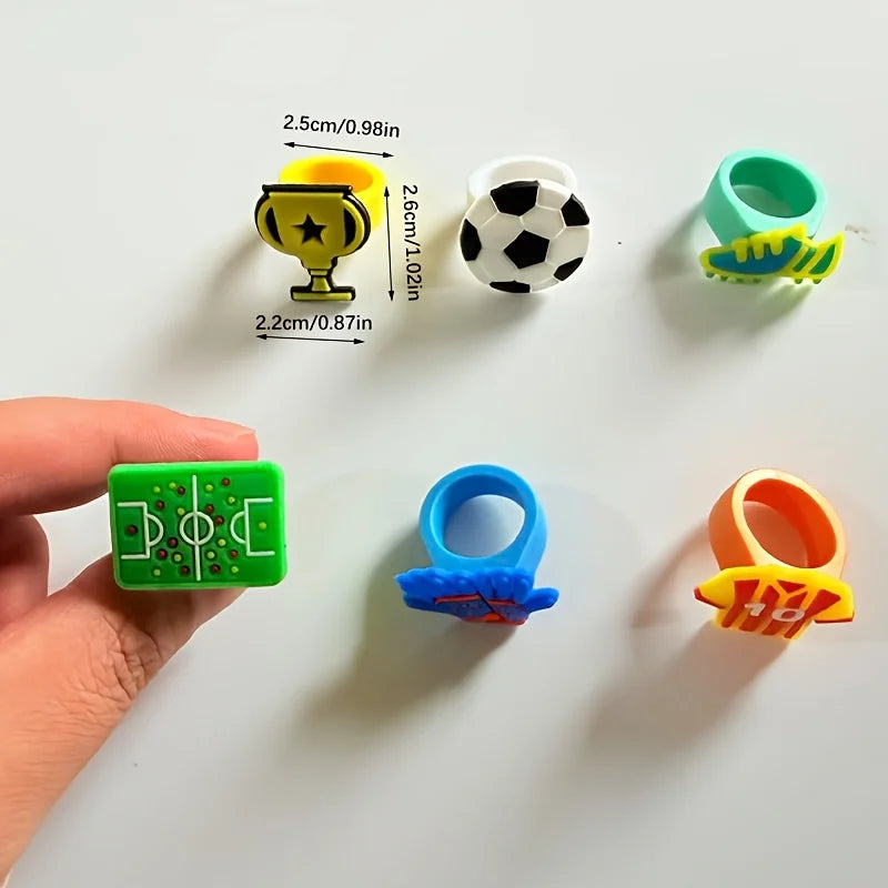 Kids Sport Soccer Silicone Finger Rings 6 Styles Football Trophy