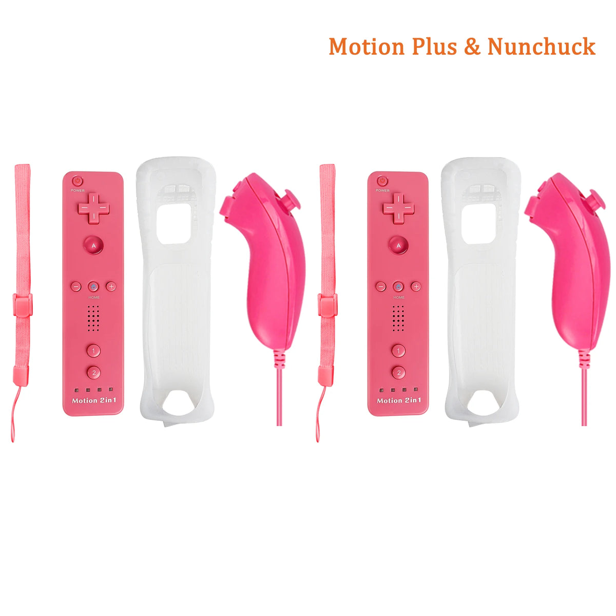 2 In 1 Family Gaming Accessories Wireless Remote Gamepad Silicone Case Included For Nintendo Wii/Wii U Optional Motion Plus Tool Zpaxo 2 Pink nunchuck