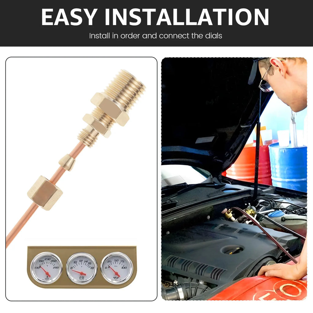 Oil Pressure Gauge Tubing Kit 72 in Practical Oil Gauge Line Kit Set Copper Tube Threaded Parts for Tractor/ Mechanical Pressure Zpaxo