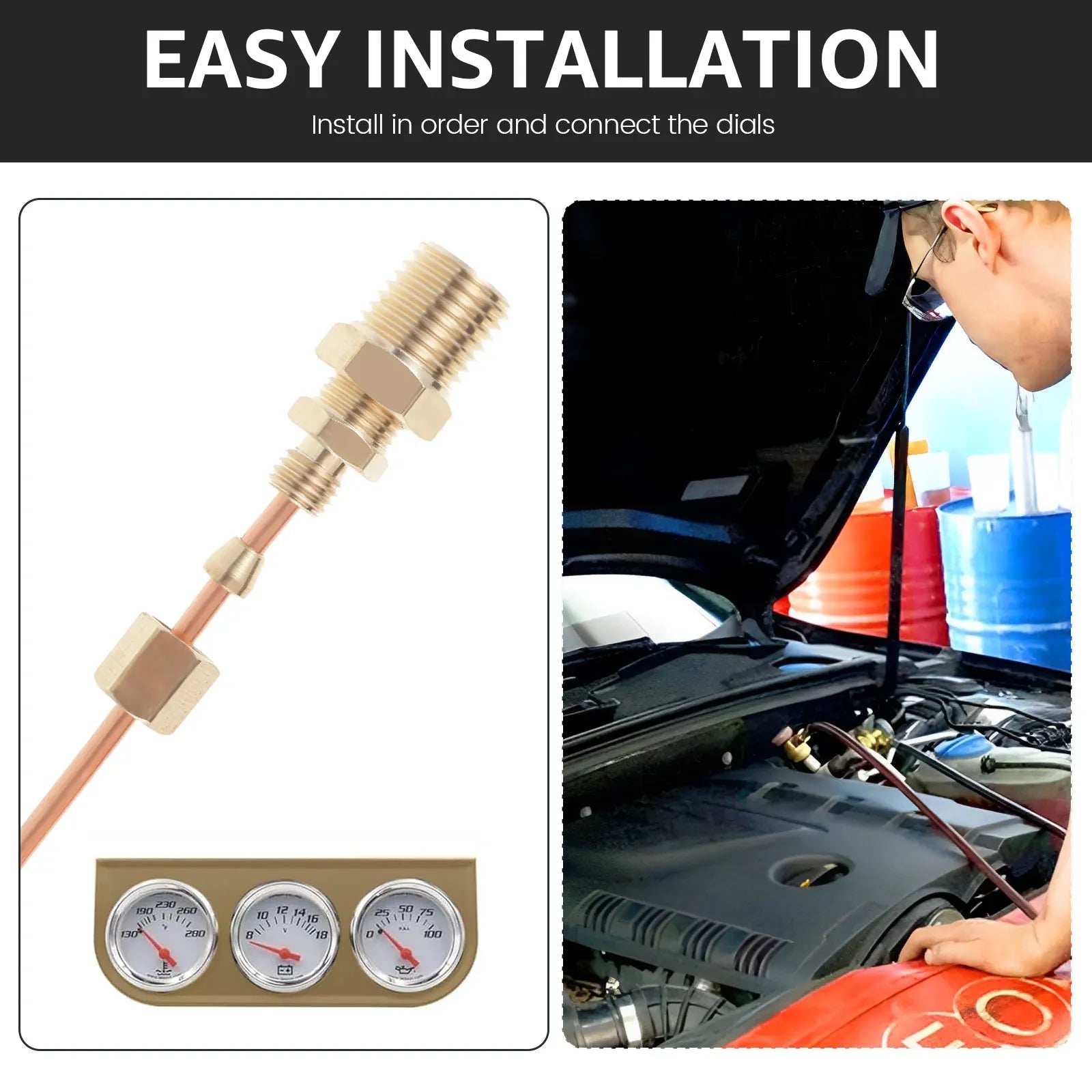 Oil Pressure Gauge Tubing Kit 72 in Practical Oil Gauge Line Kit Set Copper Tube Threaded Parts for Tractor/ Mechanical Pressure Zpaxo
