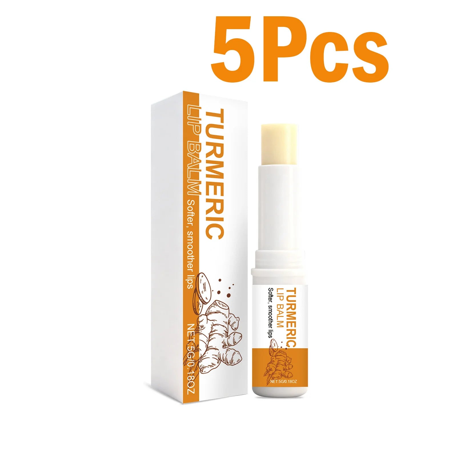 Turmeric Lip Balm Moisturizer Anti-Cracking Remove Dark Lightening Melanin Lip Gloss Exfoliating Soothing Hydrating Lip Stick Zpaxo 5 x 5g Boxed