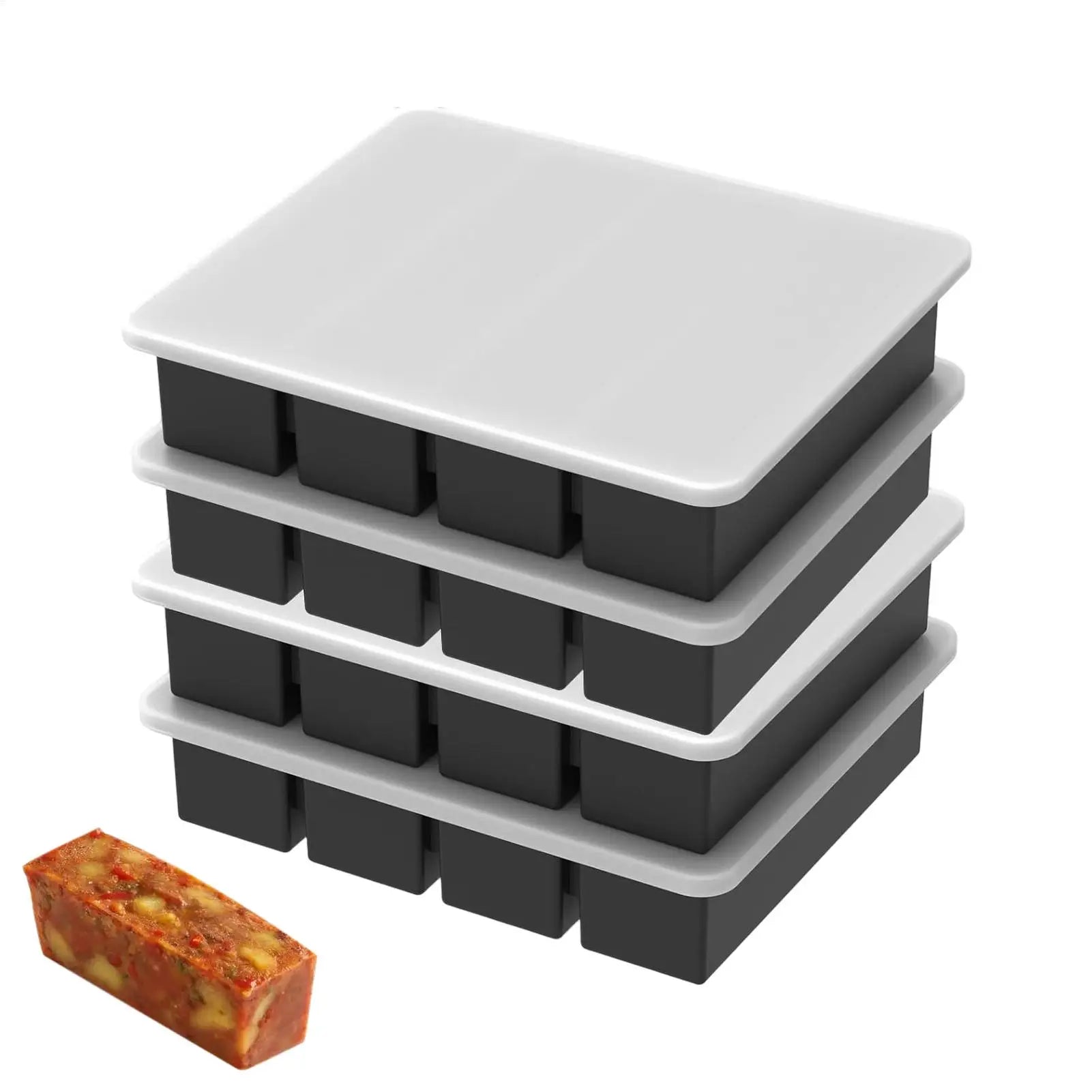 Leakproof Silicone Freezer Trays Soup Broth Stock Ice Cubes Molds