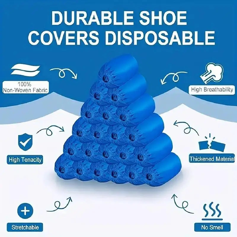 100PCS Hospital-Grade Shoe Covers - Anti-Slip Heavy-Duty PE Protection for Healthcare, Home Cleaning & Travel Hygiene Zpaxo