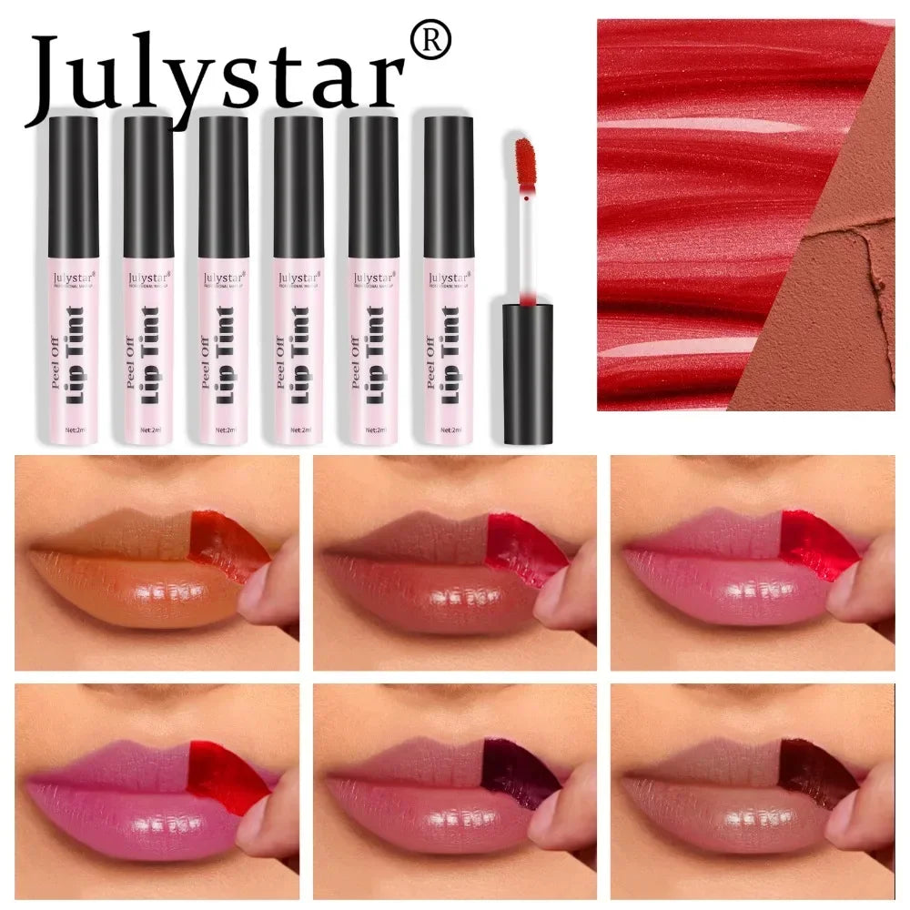 Julystar 6Color Peel Off Liquid Lipstick Waterproof Lasting Matte
