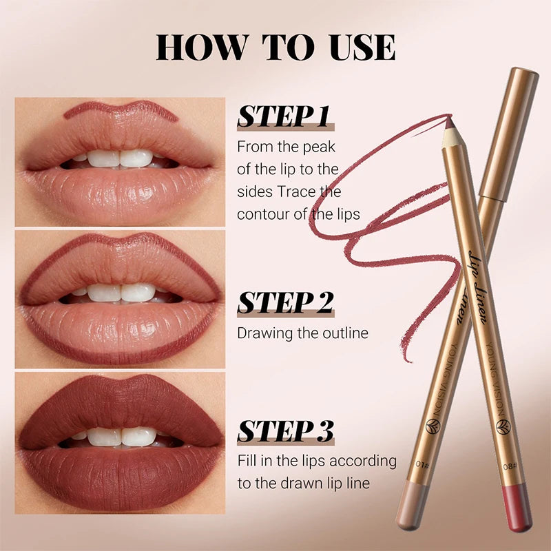 12 Matte Lip Liner Lipstick Pen Waterproof Long-lasting Smudge-proof