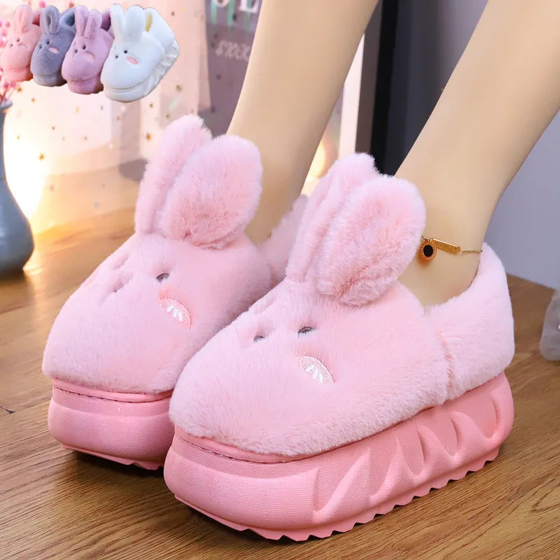 White Rabbit Hare Slippers Women's Cute Animal Platform Home Mules Zpaxo Pink6 36-37(Insole23cm) China Mainland
