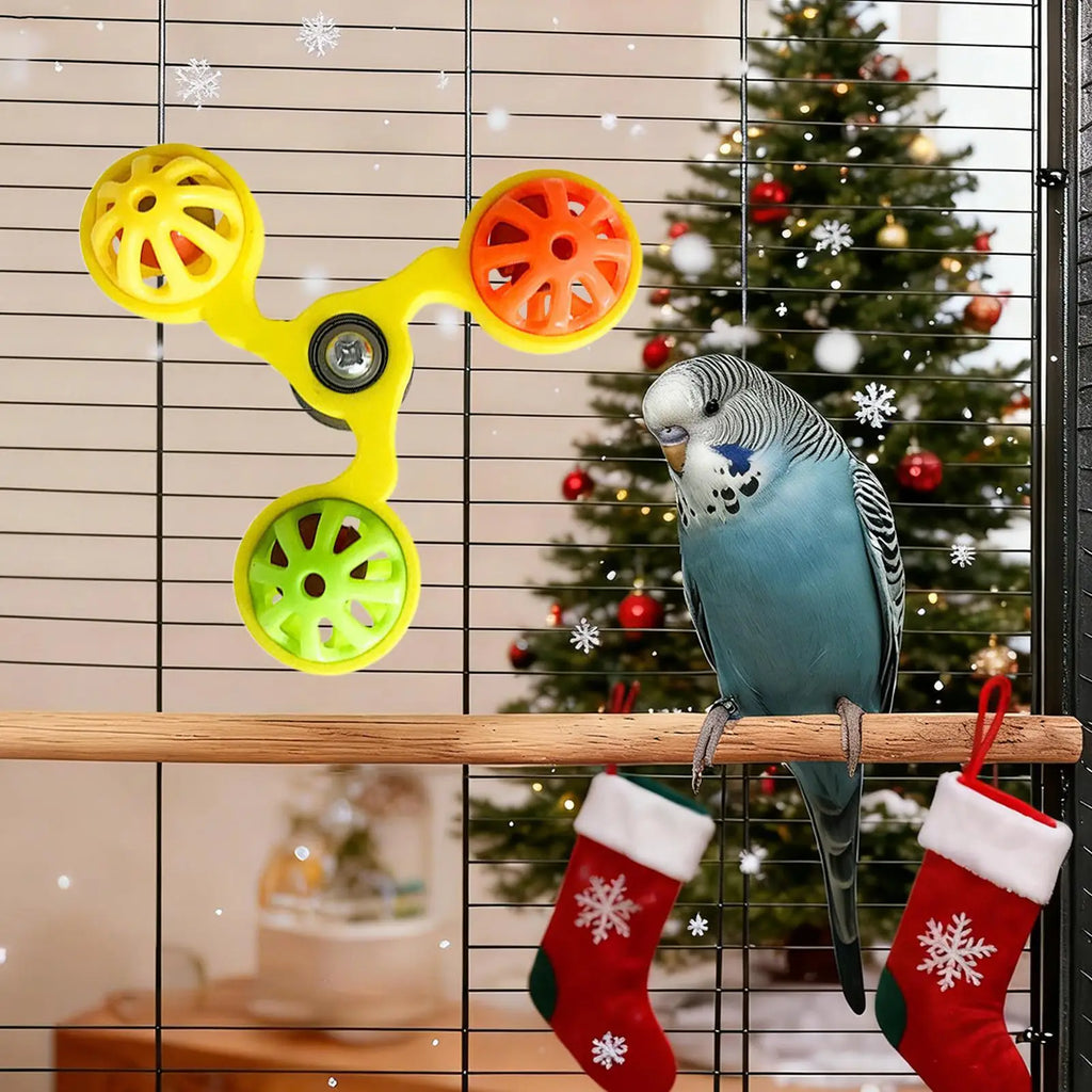Bird Toys Fun Rotating Windmill with 3 Bells Bird Cage Toys for Parakeet Conure Cockatiel Lovebird Enrichment Play Chewing Zpaxo