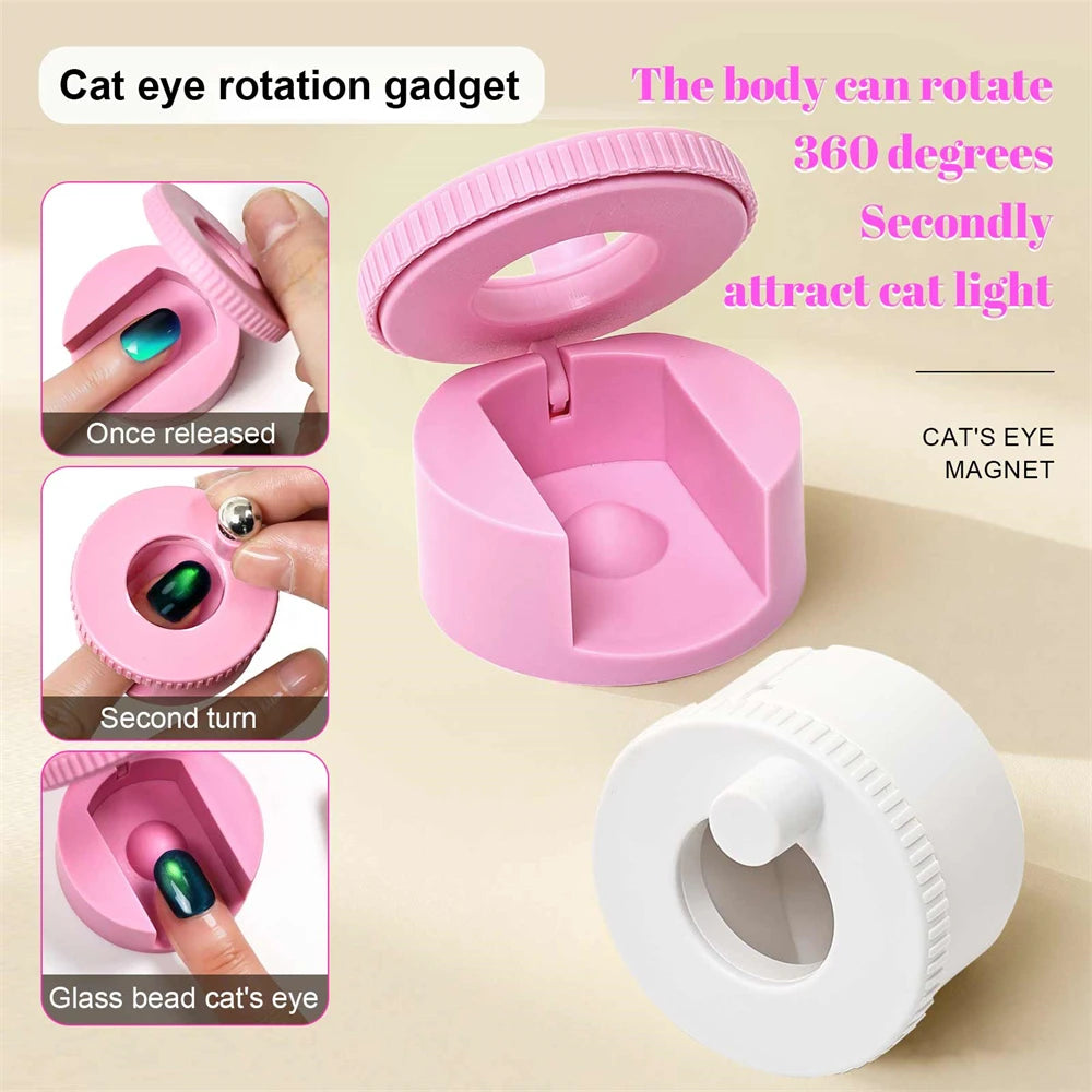 Multifunctional Rotating Cat Eye Nail Magnet Wide Light Glass Bead Zpaxo No Ball-2Pc Mixed