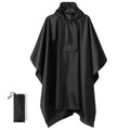 Multifunctional 3-in-1 Hooded Rain Cape Waterproof Rain Poncho Tent Tarp Ground Mat for Outdoor Hiking Camping Travel Portable R Zpaxo black