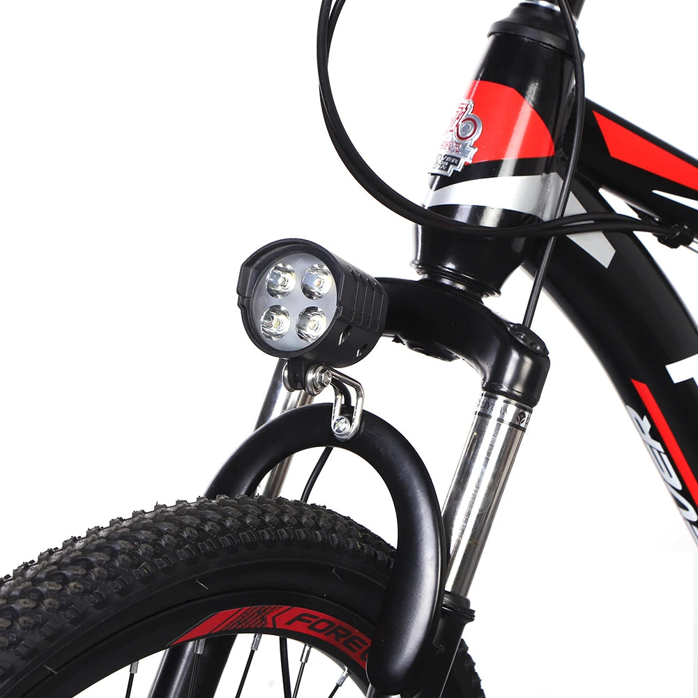 E-Bike Horn Light Electric 36V 48V 60V Bicycle 4 LED Headlight 12W 18W Waterproof 2 in 1 Horn and Light Switch Bicycle Flashligh Zpaxo
