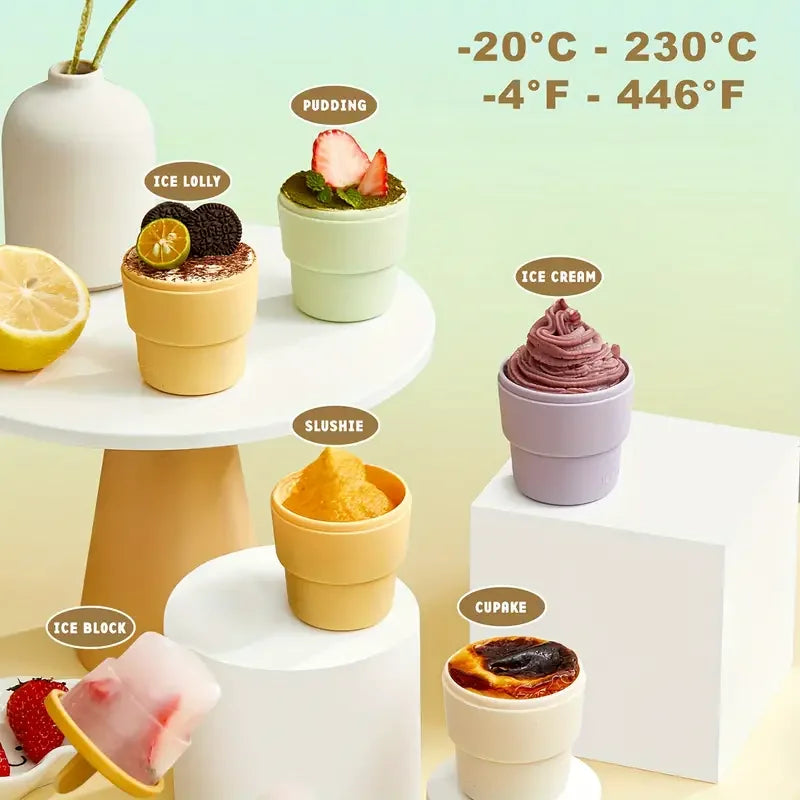 Summer Essentials: Silicone Ice Cream Cups - Bpa-Free, Freezer & Oven Safe Zpaxo