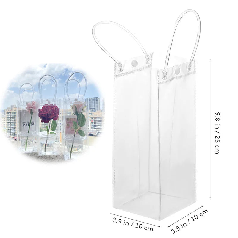 Lot Transparent Soft PVC Gift Tote Packaging Bags with Hand Loop Clear Plastic Handbag Cosmetic Bag gift bag Zpaxo 10x10x25CM 10PCS