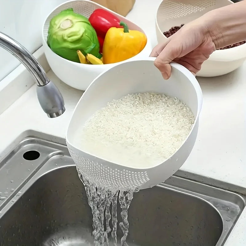 Kitchen Washing Basket Plastic Drainage Colander Rice Vegetables