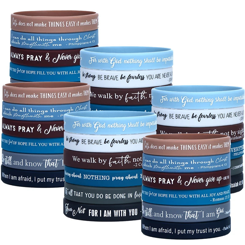 Religious Silicone Wristbands Bulk Bible Rubber Bracelets Colorful Zpaxo