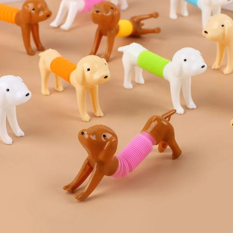 10Pcs Stretchable Dog Stress Relief Pop Tubes Toy Kids Birthday Party Favors Pinata Filler Telescoping Sensory Squeeze Toy Zpaxo