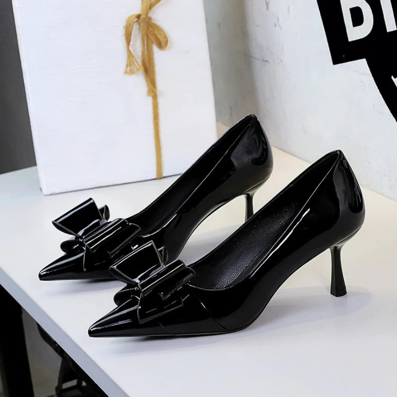 European American Sexy Stiletto Pointed-toe High-heeled Shoes Shallow Zpaxo 9577-H87 Black 39(insole 24cm) China Mainland
