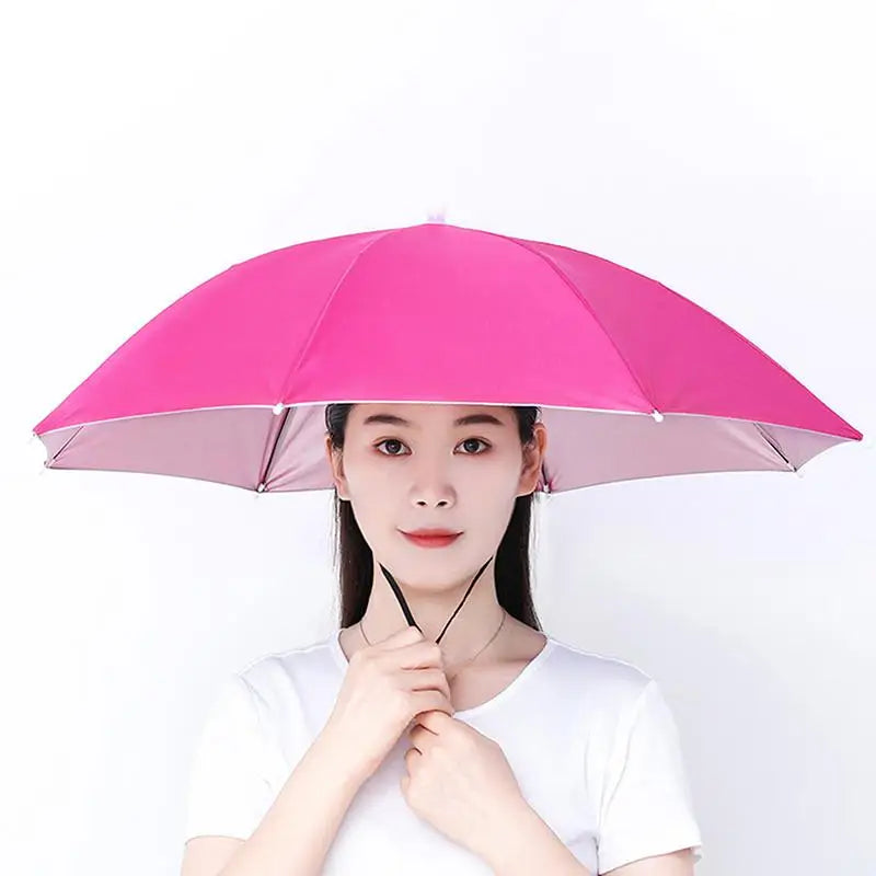 ▶1Pcs Head-mounted Umbrella Foldable Waterproof UV Protection Sun Rain Cap For Outdoor Fishing Camping Beach For Men Women Zpaxo A1