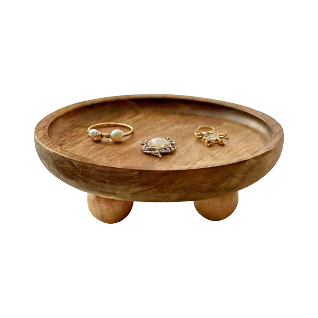 Mini Wooden Decorative Round Tray – Jewelry, Vanity & Kitchen Decorative Storage Tray Zpaxo