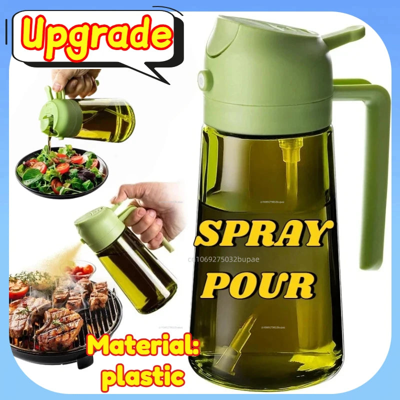 Oil Spray Pot 2-in-1 Plastic Household Kitchen Oil Bottle Nebulizing Mist Filling Cooking Oil Spray Pot Dual Use Camping Zpaxo Green-Avoid light