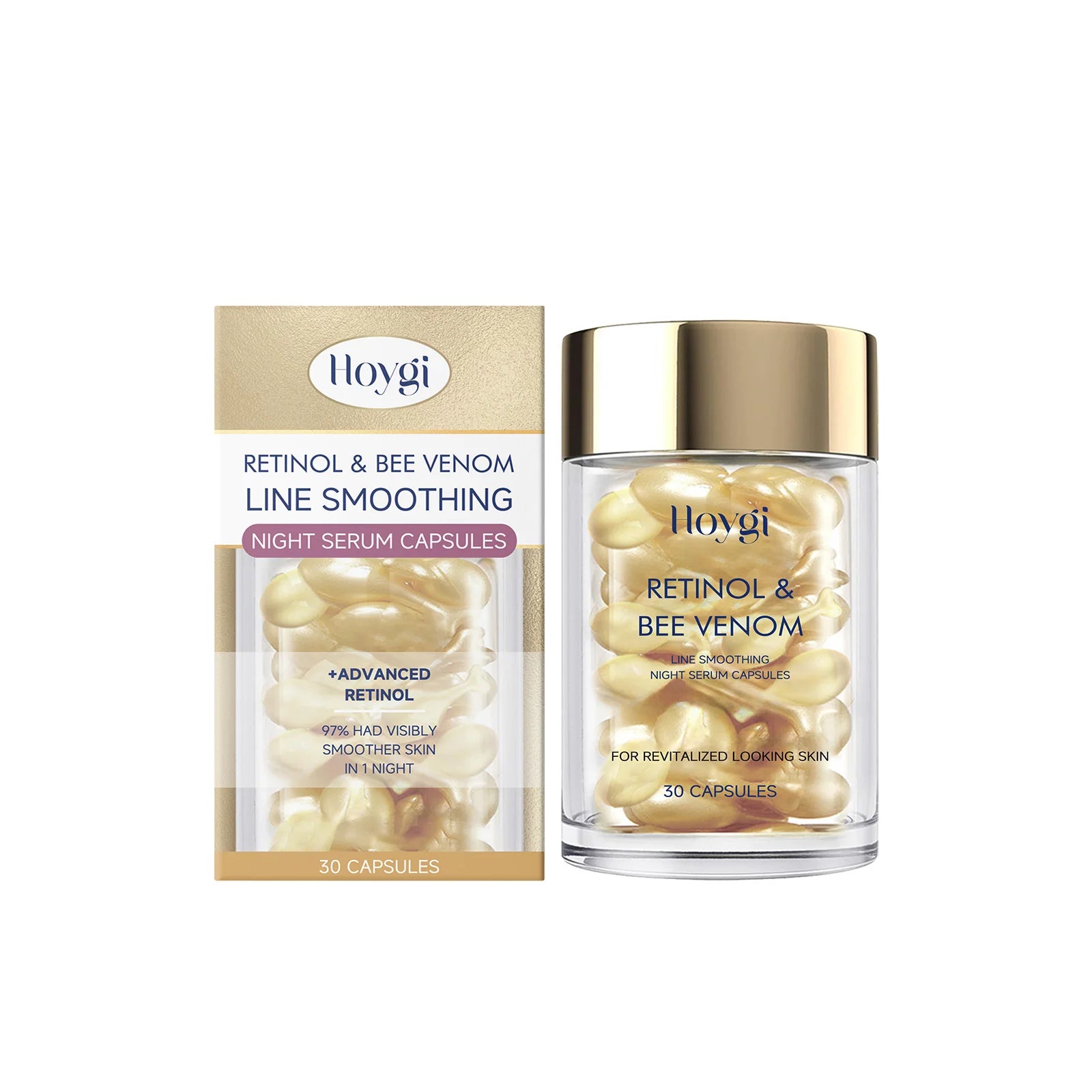 Retinol Bee Venom Anti-Aging Night Serum Capsules | Hoygi Anti-Aging Face Serum Zpaxo 30pcs Boxed