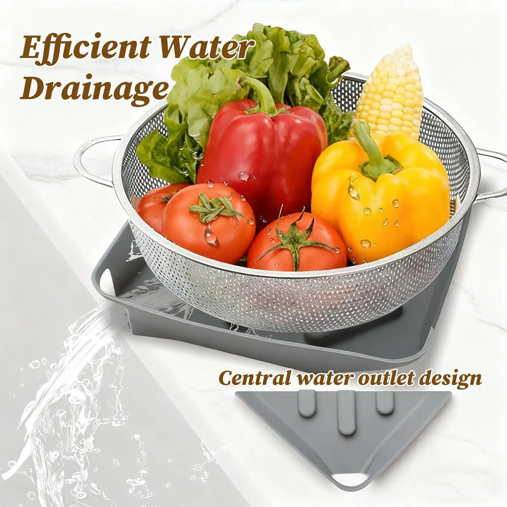 Drying Mat for Dishes Silicone Sponge Rack Non-Slip Drain Pad with Spout for Counter Bathroom Sink Side Utility Room Apartment Zpaxo