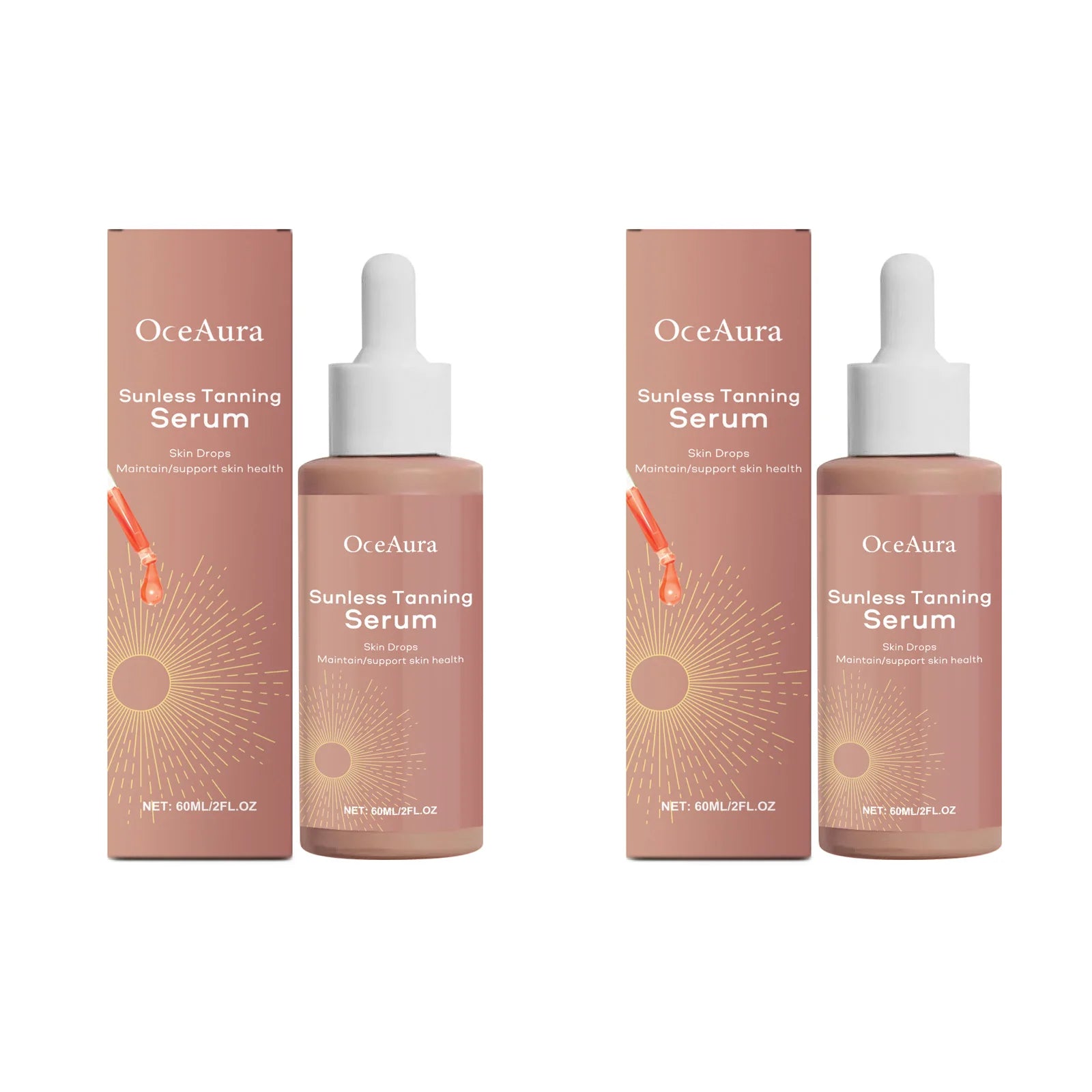 Herbal Sunless Self Tanner Drops – Natural Bronzer & Moisturizer Self Tanning Serum Zpaxo 2 x 60ml Boxed
