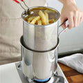 stainless steel fryer with French fries and chicken wings, household small oil pot with filter screen, Tianfu Luo pot Zpaxo silvery