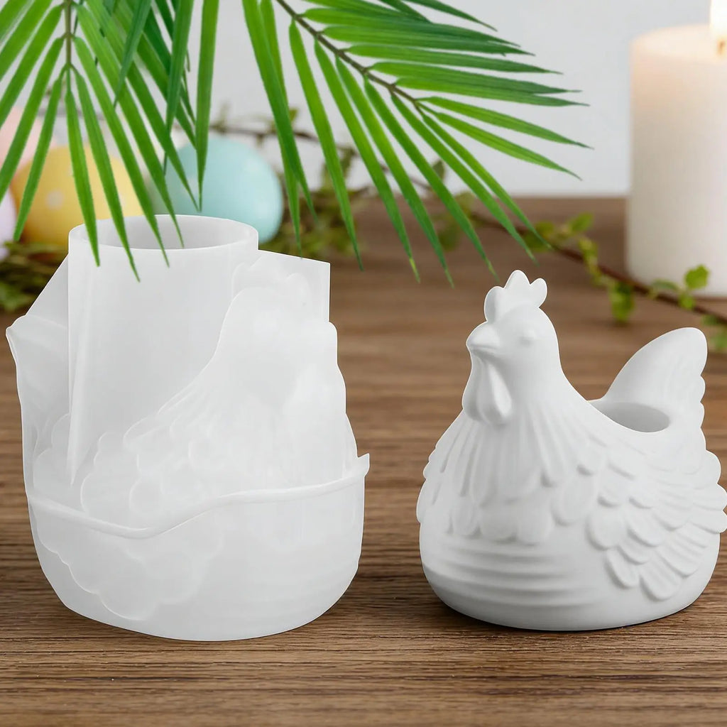 Silicone Candle Holder Mold 3D Hen Jewelry Resin Casting Mould DIY