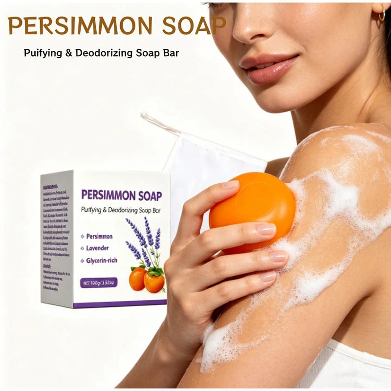Persimmon Soap Bar – Deodorizing Deep Cleansing Face & Body 100g Handmade Soap Bar Zpaxo