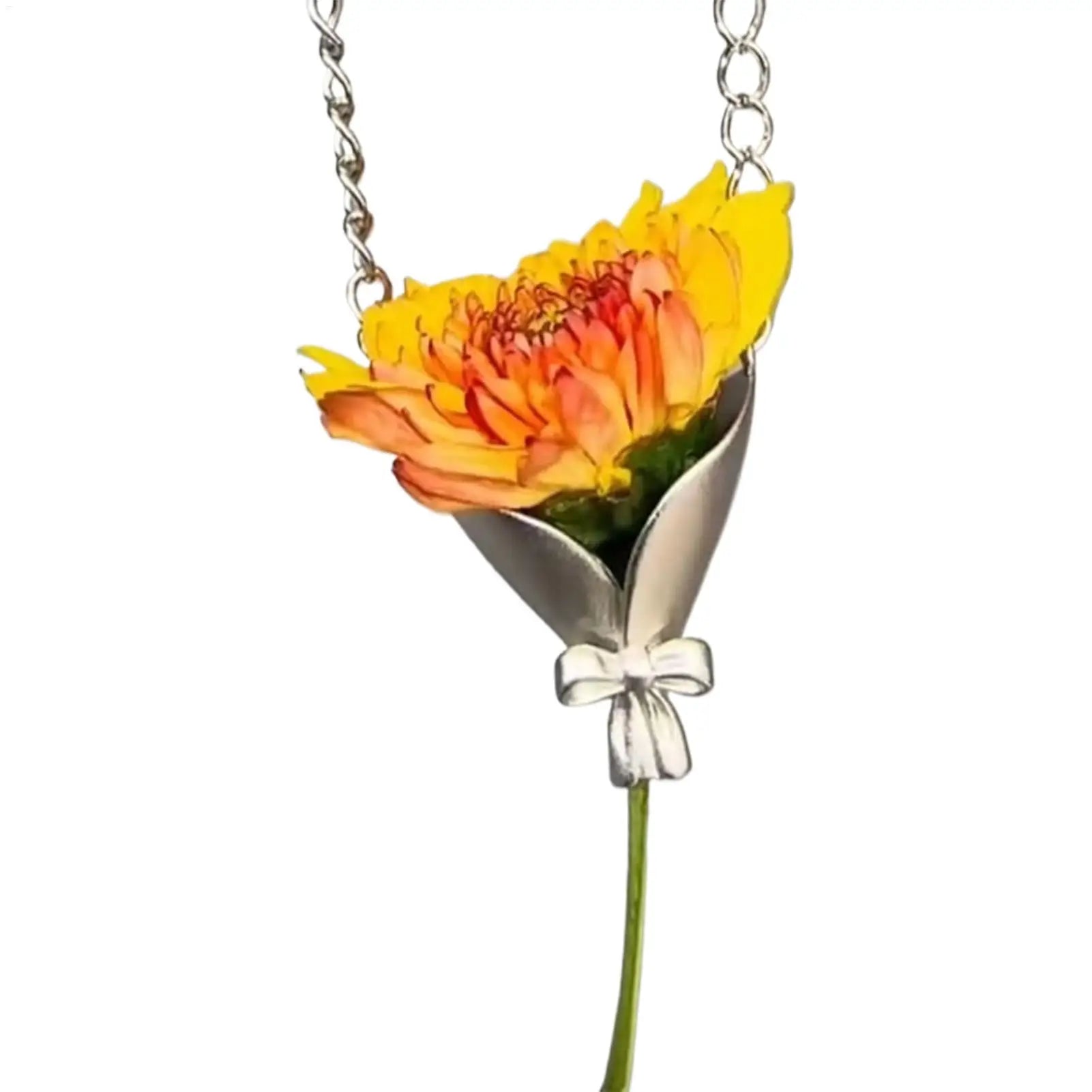 Vase Necklace Flower Bouquet Necklace Flower Holder Necklace Pendant Creative Floral Vase Necklaces Aesthetic Jewelry Gift Zpaxo