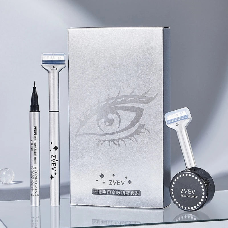 Waterproof Lower Eyelash Stamp Set Quick Dry Portable 0.01mm Tip Eye Liner Lower Lash Stamp with Ink False Eyelashes Accessories Zpaxo