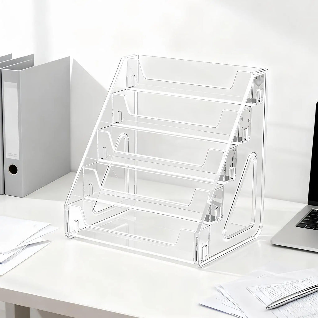 5 Tier Acrylic Card Display Stand Clear Graded Shelf Collectible