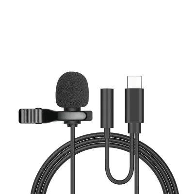 1.5m Mini Portable Lavalier Microphone Condenser Clip-on Lapel Mic Wired USB 3.5mm Type C Microphone For Laptop PC DSLR Camera Zpaxo Type-C 2and1