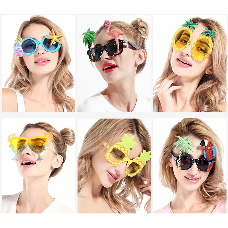 Hawaiian Plastic Glasses Flamingo Pineapple Sunglasses Summer Beach