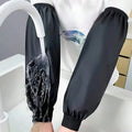 2pcs Heavy-Duty Black Faux Leather Arm Sleeves - Waterproof & Oil-Resistant for Kitchen, Occupational Work & Industrial Use Zpaxo black
