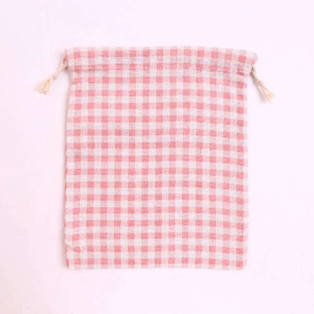 Cotton Linen Drawstring Gift Bags – Printed Storage Pouches Drawstring Storage Bag Zpaxo lattice-M